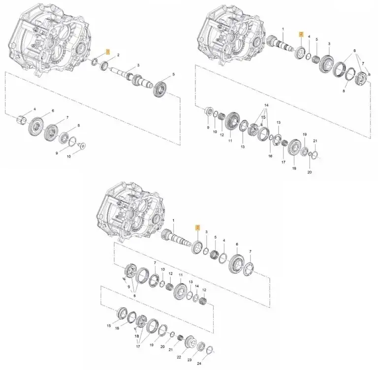 schemat skrzyni biegów M32 Opel Alfa Romeo