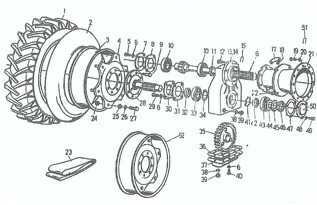 Schemat budowy mechanizmu r&oacute;żnicowego Ursus C-360